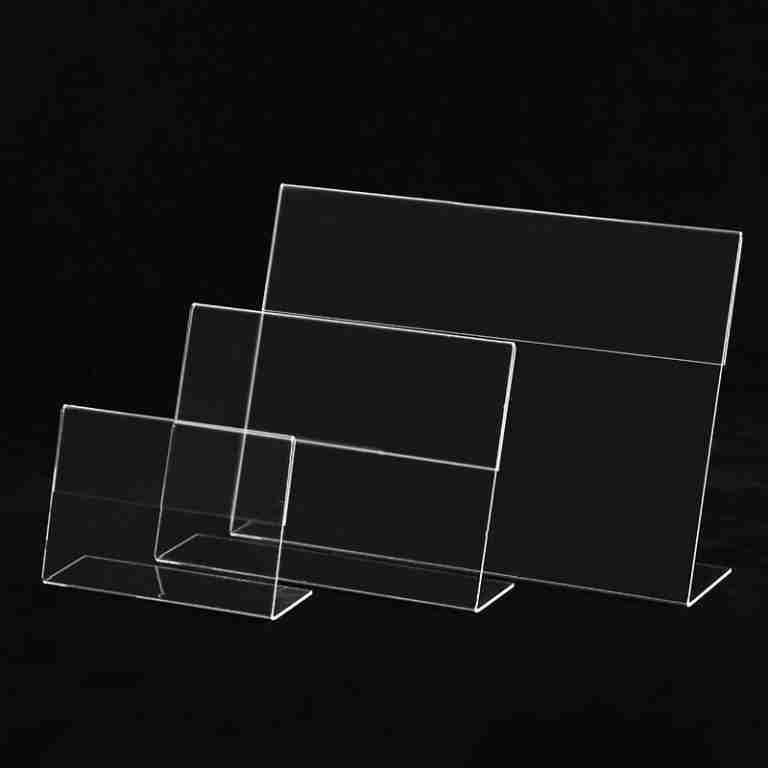 L Shape Acrylic Sign Holder 8.5 x 11 Inches Horizontal Chinov Display
