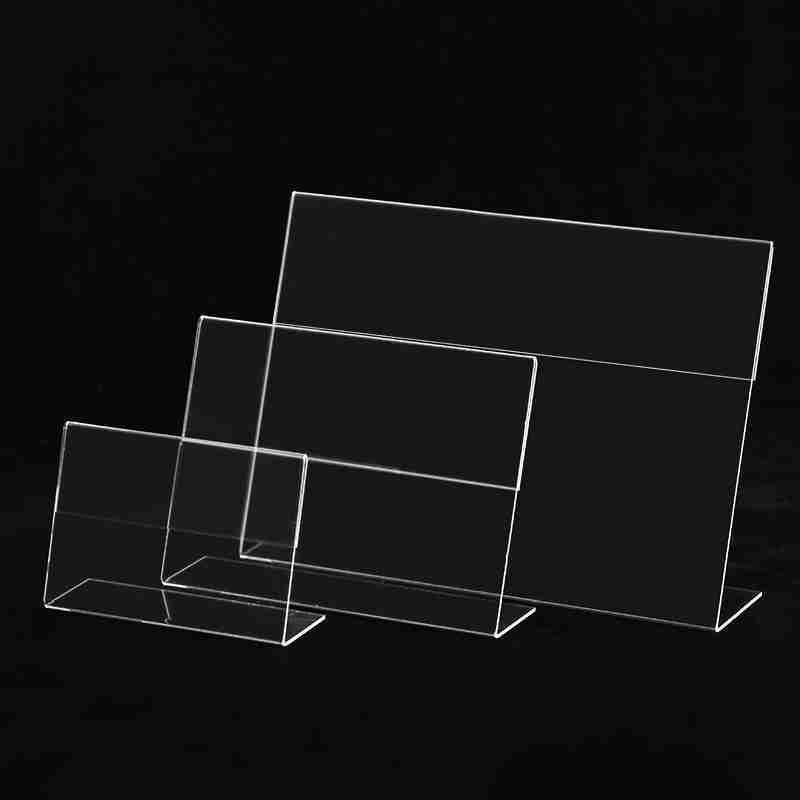 L Shape Acrylic Sign Holder 8.5 x 11 Inches Horizontal Chinov Display