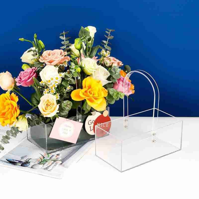 Acrylic Flower Arrangement Box Handheld Fresh Floral Packing Chinov