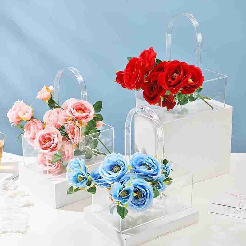 Acrylic Flower Arrangement Box Handheld Fresh Floral Packing Chinov