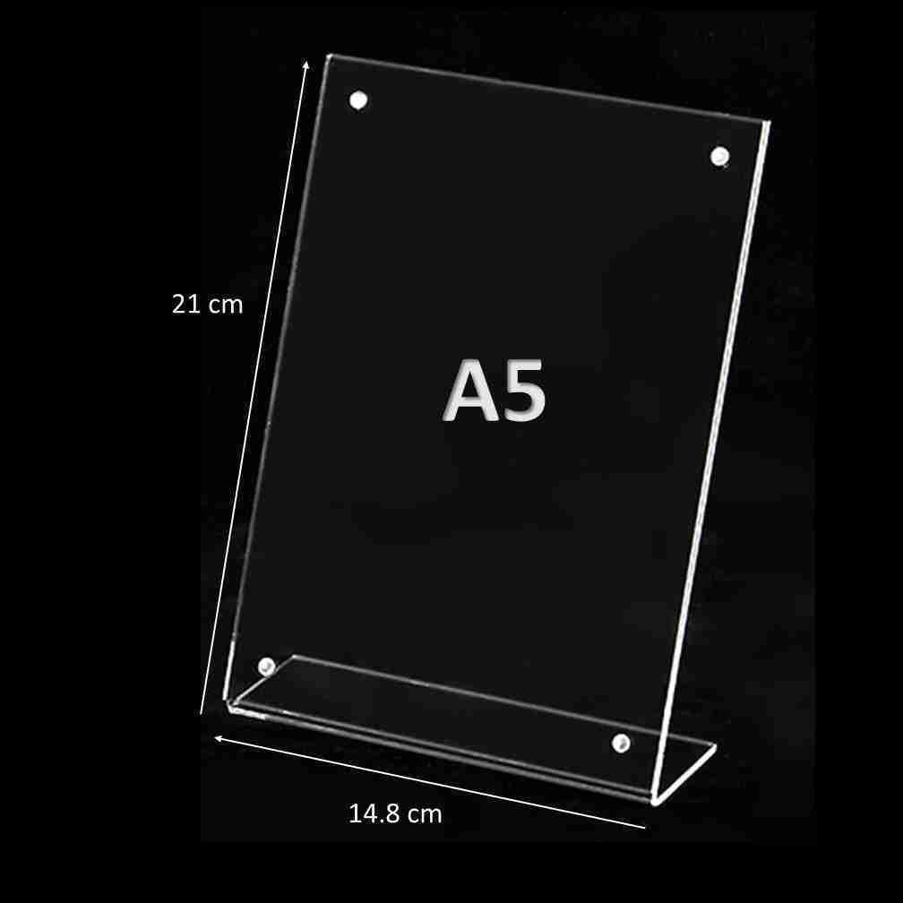 Slanted Acrylic Sign Holder with 6x8 A5 Vertical Chinov Display