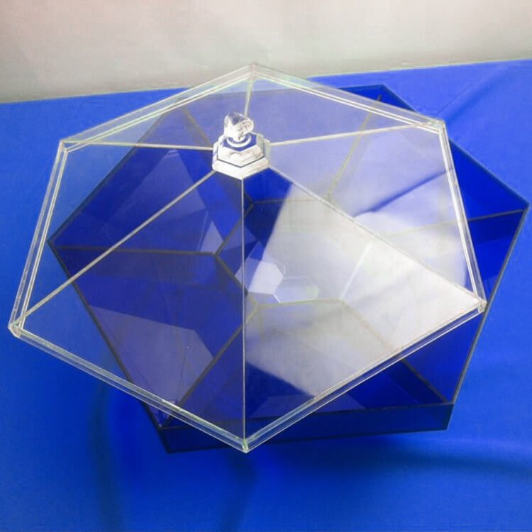Custom Hexagon Blue Translucent Acrylic Candy Box with Clear Lid ...